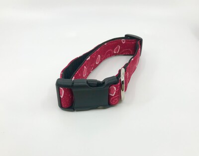 Valentines Day Dog Collar With Optional Flower Or Bow Tie Red Sparkly Hearts Adjustable Pet Collar Sizes XS, S, M, L, XL - image5
